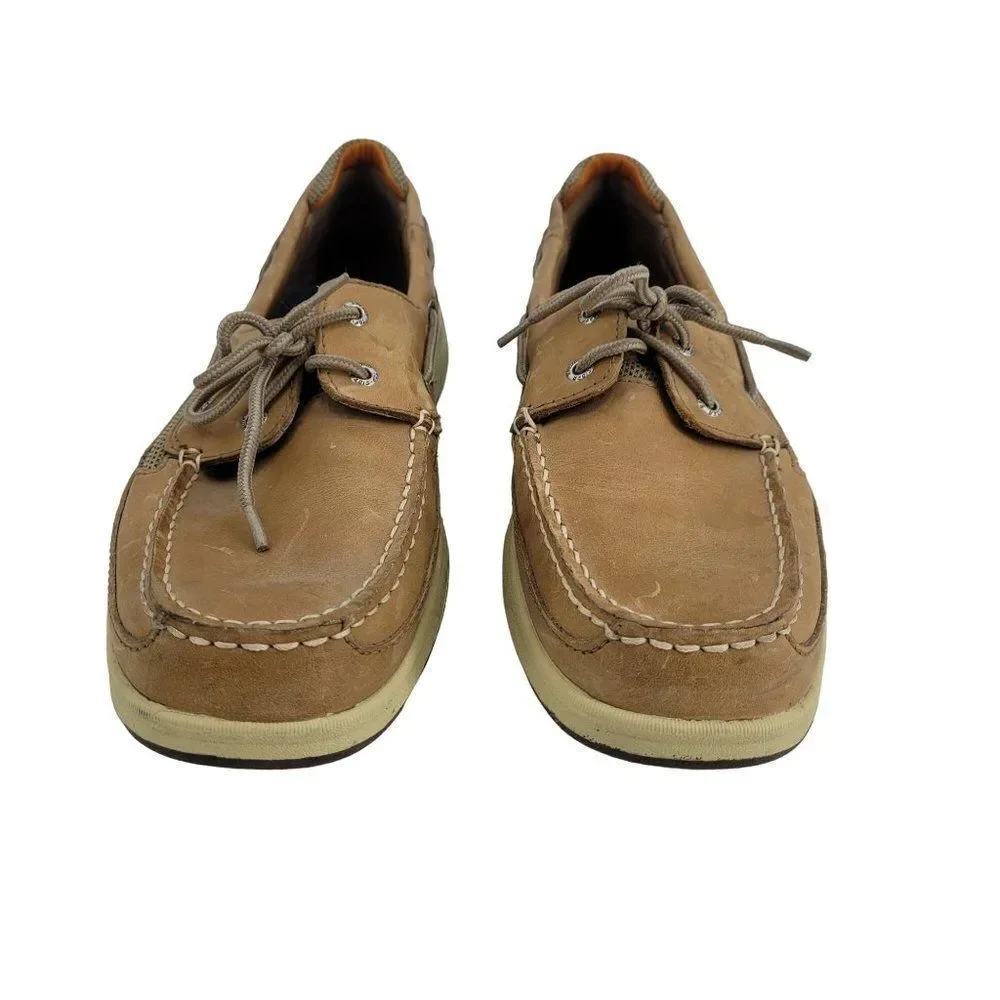 Sperry Top‎ Sider Boat Shoes 12 Tan Leather 0777924 Slip On Nautical Yacht Club